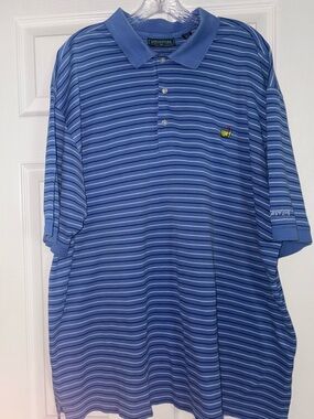 Masters Blue Striped Golf Polo Shirt